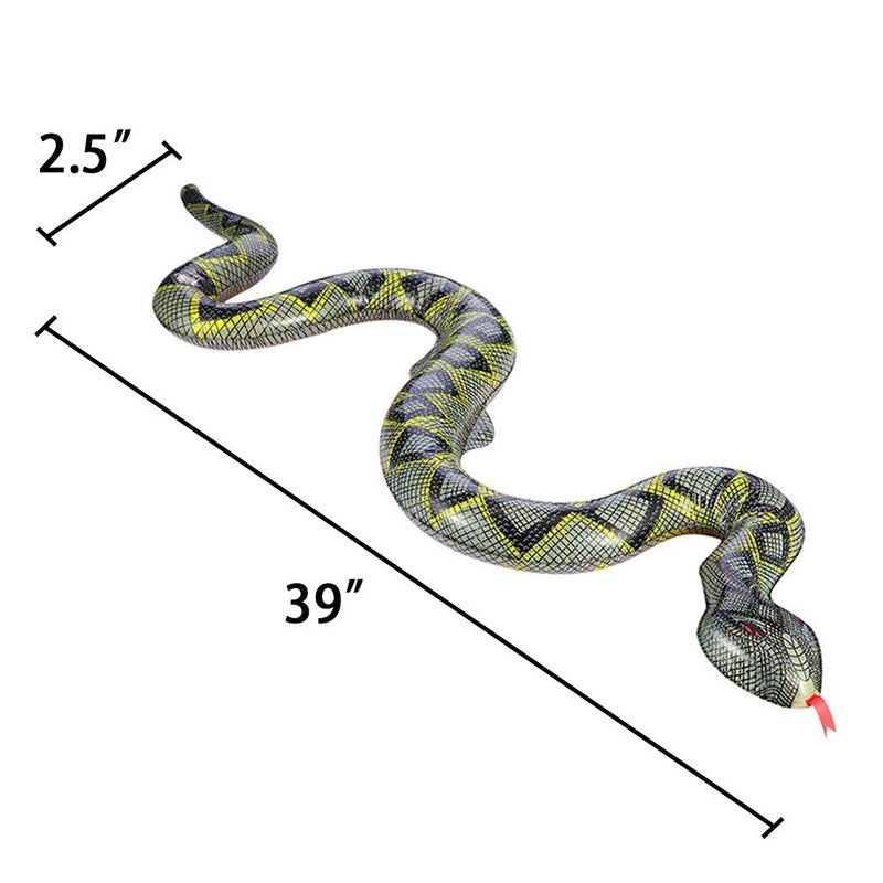 FUTUREPLUSX 3PCS Inflatable Fake Snake Toy, 39 inch Blow Up Pool Snake Floats for Jungle Safari Birthday Party Decorations, Reptile Theme & Inflatable Animals - Image 2